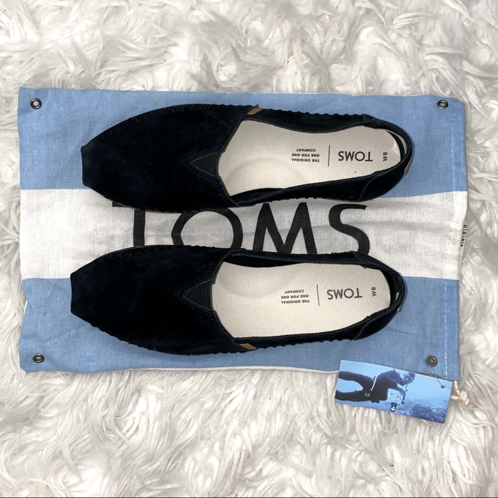 TOMS Black Leather Wrap Espadrille Size 8.